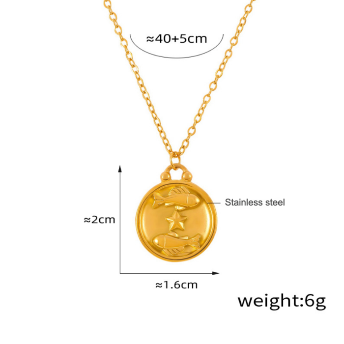 Wholesale Stainless Steel 12 Zodiac Sign Necklace Set
