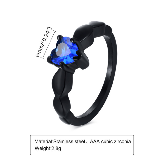 Wholesale Stainless Steel Heart Shape CZ Rings for Women
