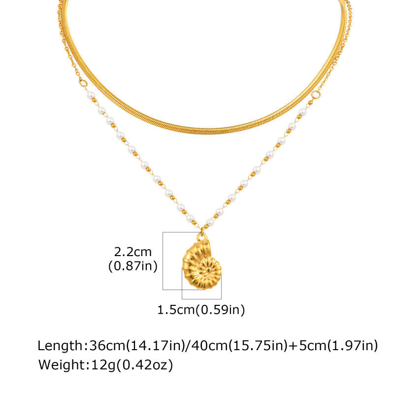 Wholesale Stainless Steel Conch Double Layered Necklace