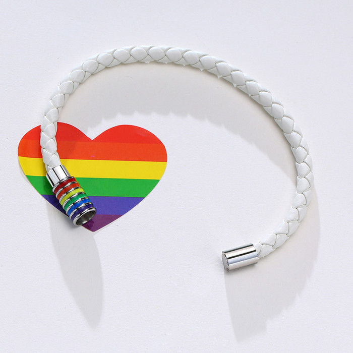 Wholesale Stainless Steel Rainbow Flag Pride Bracelet