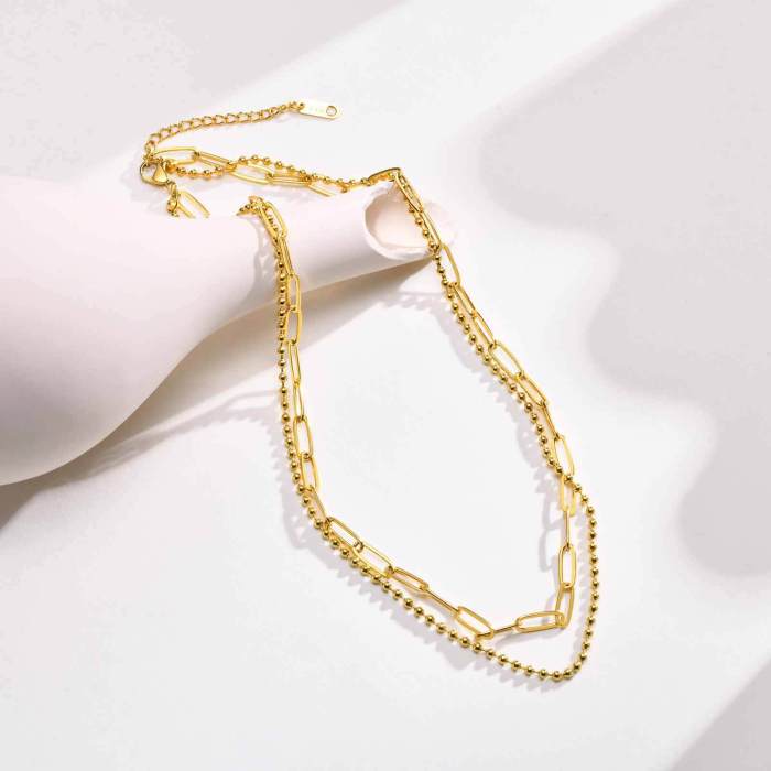 Wholesale Stainless Steel Paperclip & Ball Chain Necklace