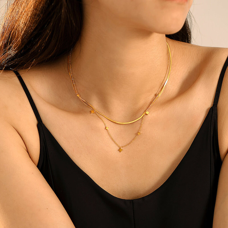 Wholesale Stainless Steel Stacked Collarbone Necklace
