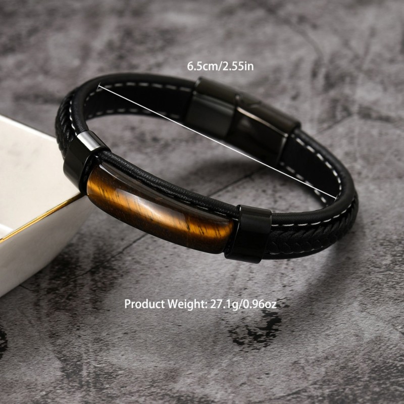Wholesale Men's Natural Stone Leather Bracelet
