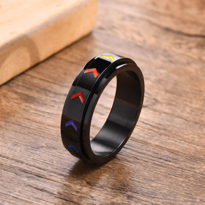 Wholesale Stainless Steel Rainbow Spinner Ring