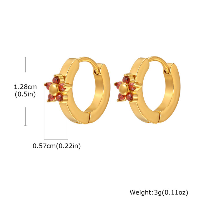 Wholesale Stainless Steel Cute Gold Flower Huggie Earrings