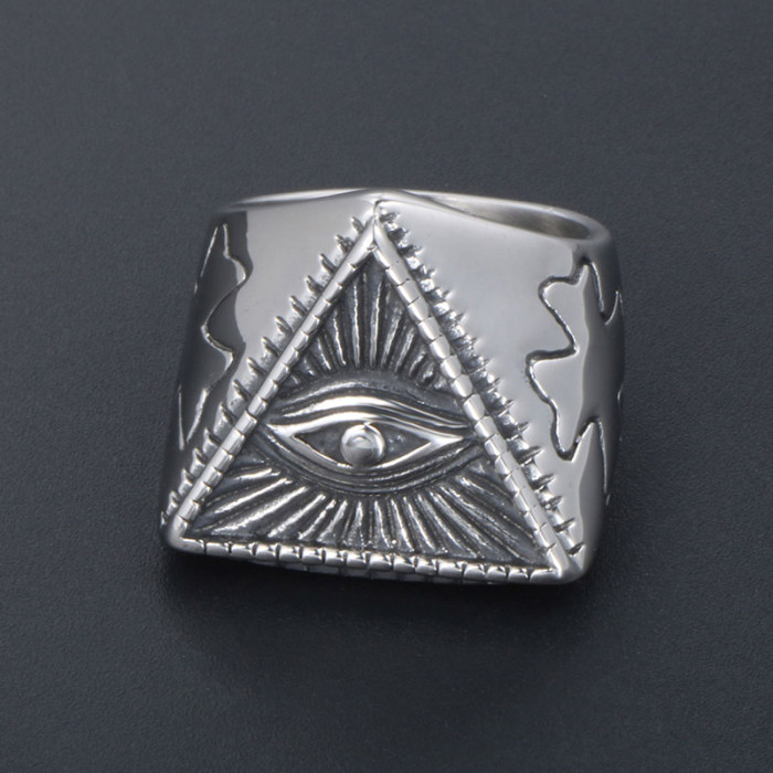 Wholesale Stainless Steel Evil Eye Side Cross Ring