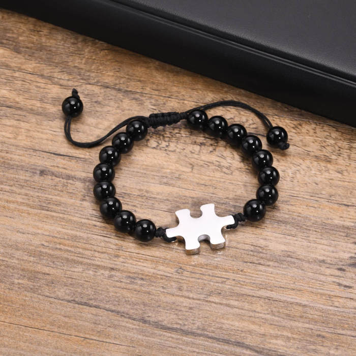 Wholesale Stainless Steel Puzzle Agate Beaded Bracelet