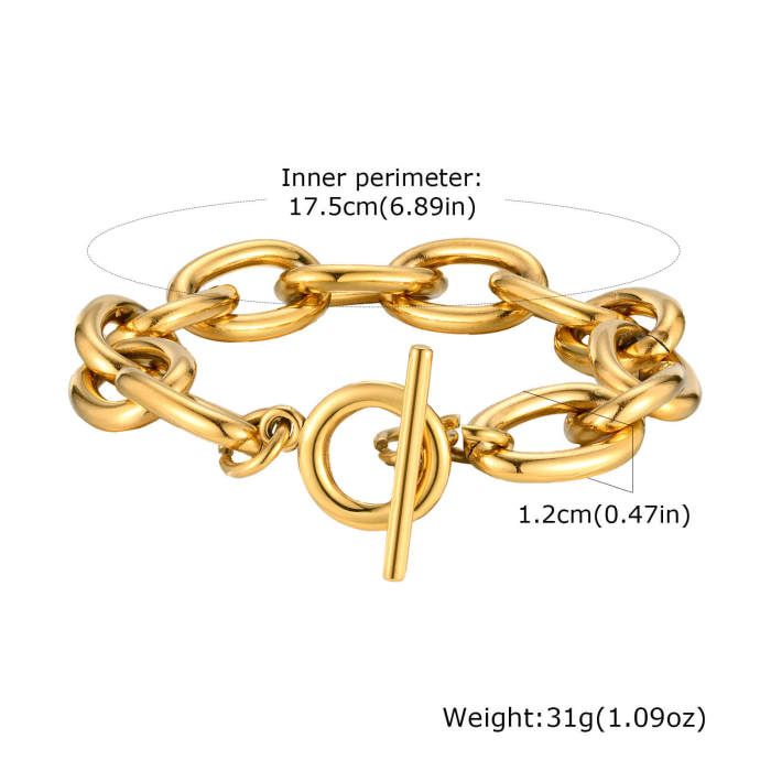 Wholesale Stainless Steel Chunky OT Buckle Bracelet