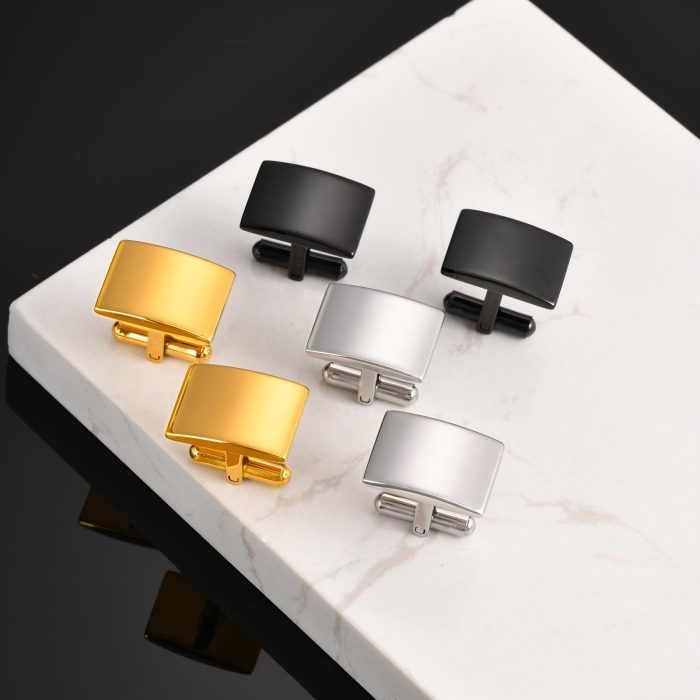 Wholesale Stainless Steel Black Square Cufflinks