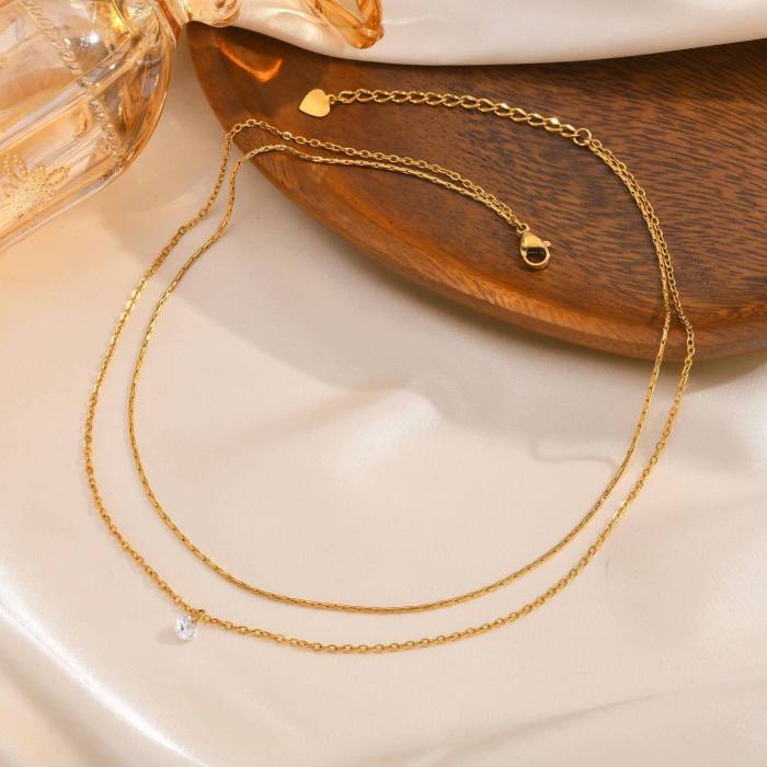Wholesale Stainless Steel Double Layer Cardano Chain Necklace