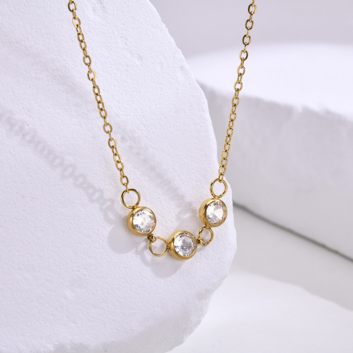 Wholesale Stainless Steel Dazzling CZ Necklace