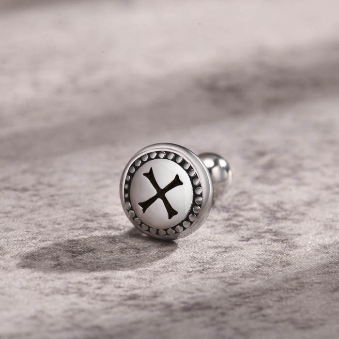 Wholesale Stainless Steel Cross Circle Stud Earring for Men