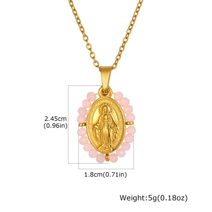 Wholesale Stainless Steel Zirconia Madonna Pendant