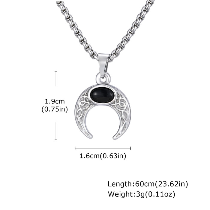Wholesale Stainless Steel Turquoise Moon Pendant