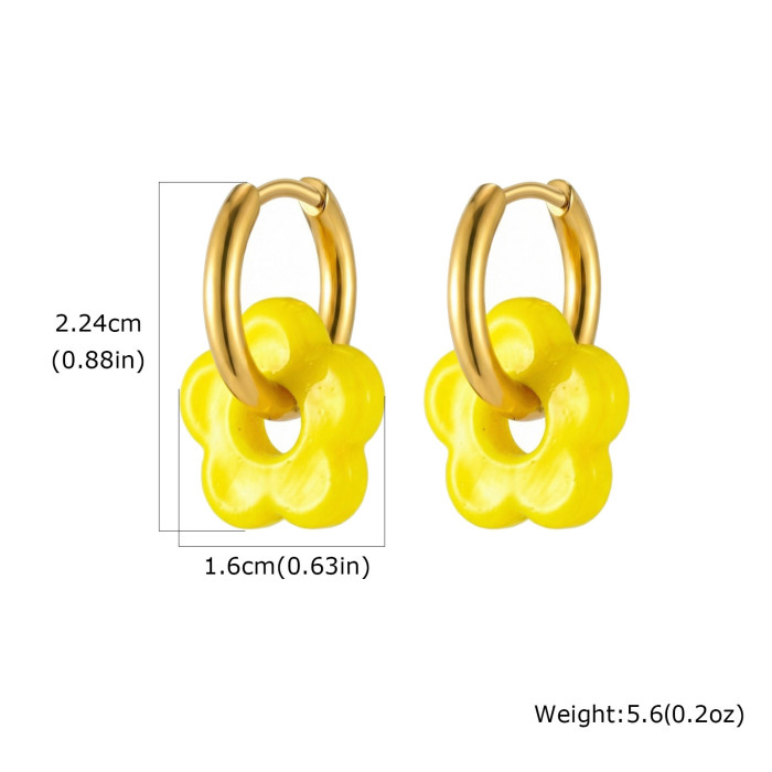 Wholesale Stainless Steel Colorful Flower Earrings