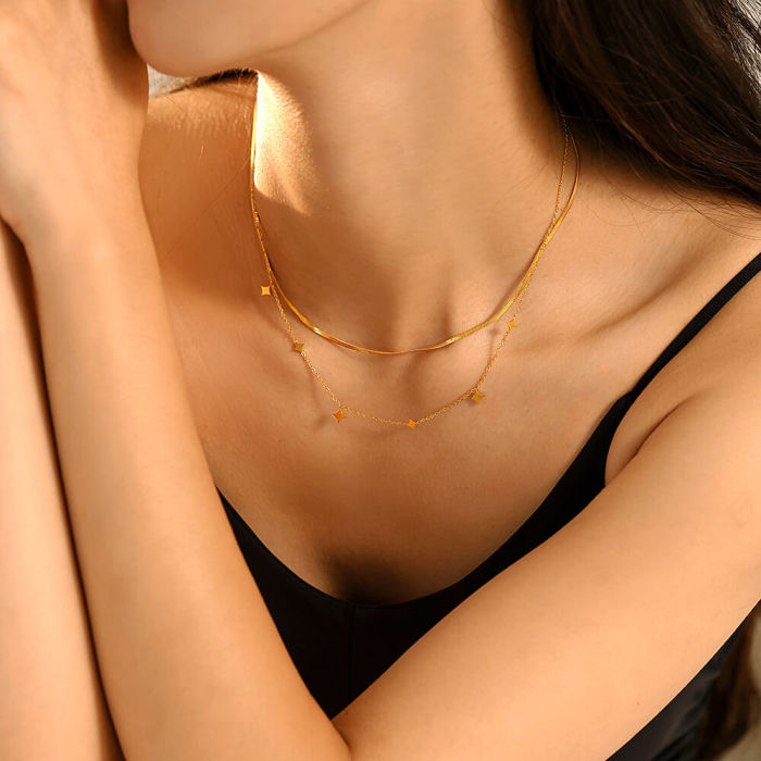 Wholesale Stainless Steel Stacked Collarbone Necklace