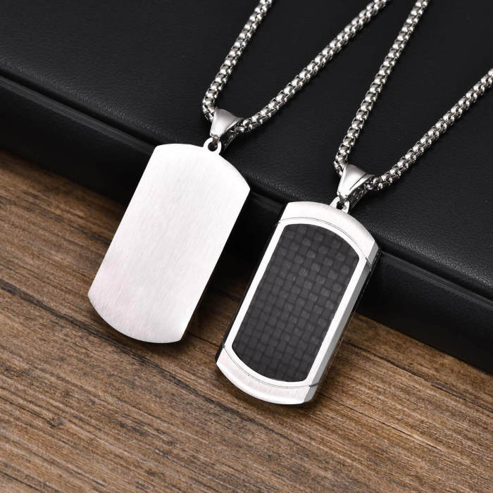 Wholesale Stainless Steel Carbon Fiber Dog Tag Pendant