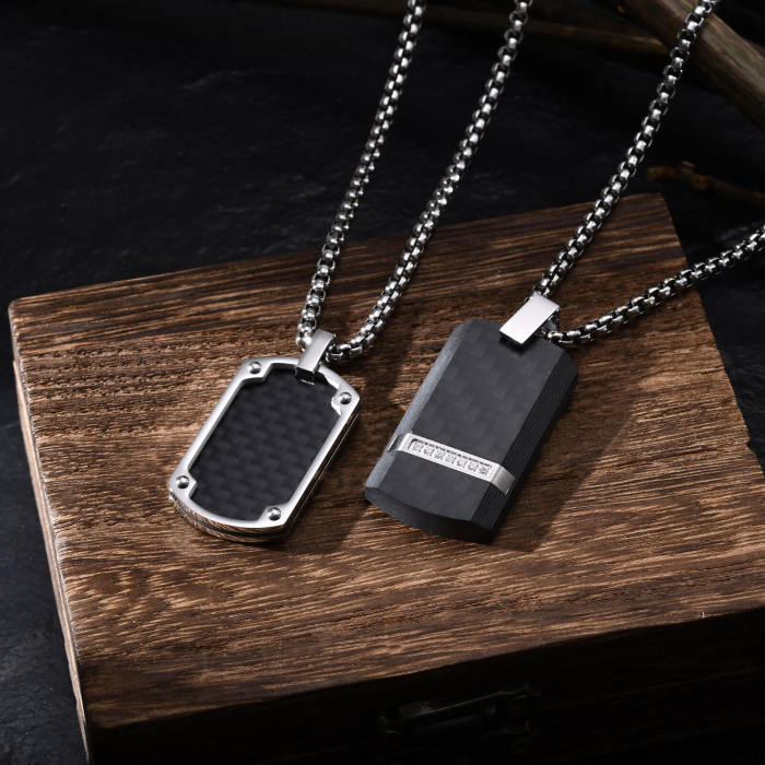 Wholesale Stainless Stee Carbon Fiber Dog Tag Pendant