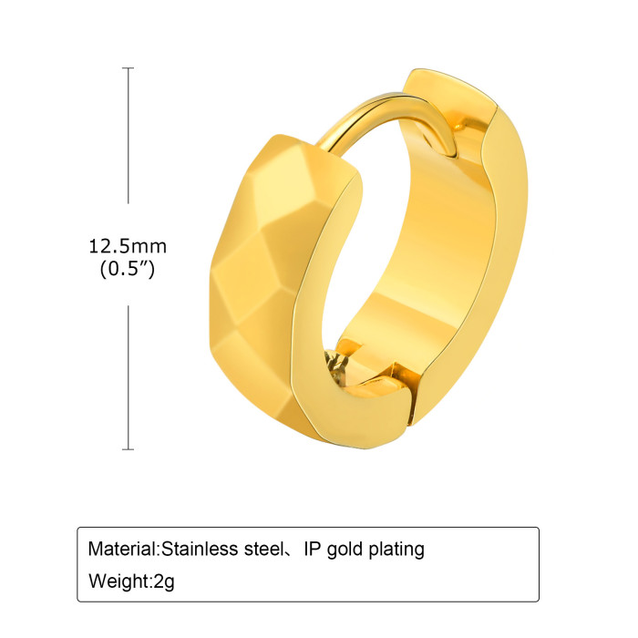 Wholesale Stainless Steel Diamond Faceted Huggie Earrings