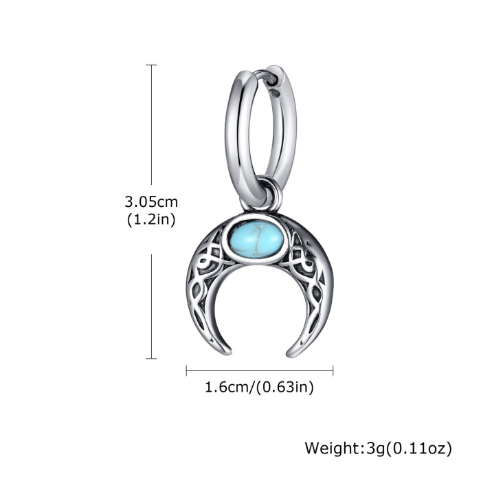 Wholesale Stainless Steel Turquoise Moon Earrings