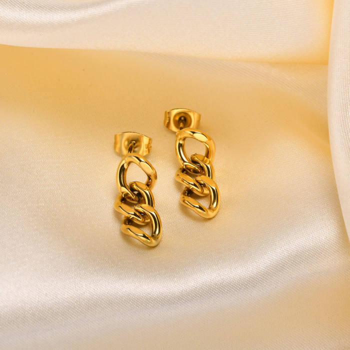 Wholesale Stainless Steel Cuban Link Chain Stud Earrings