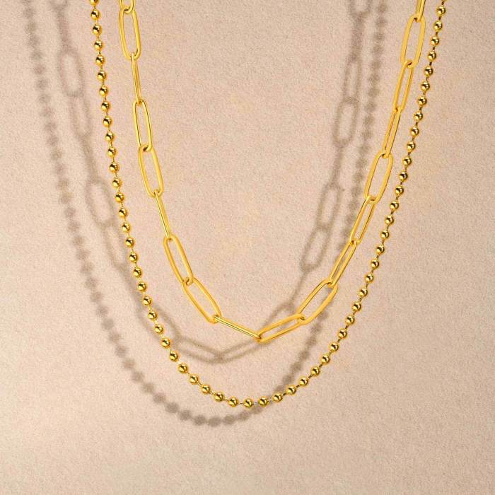 Wholesale Stainless Steel Paperclip & Ball Chain Necklace