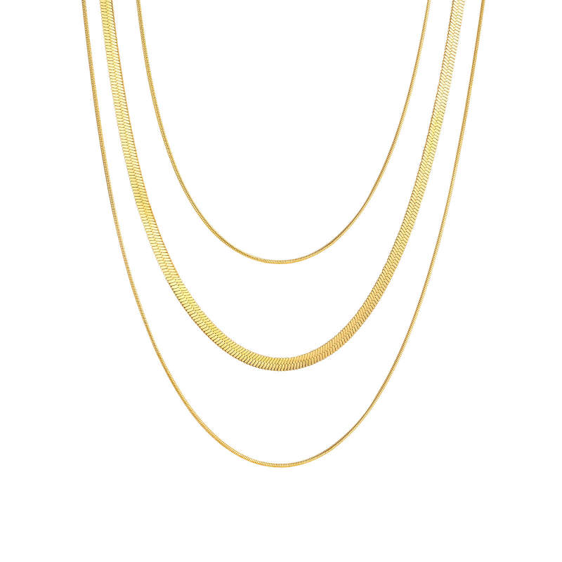 Wholesale Stainless Steel Triple Layered Snake Chain Necklace