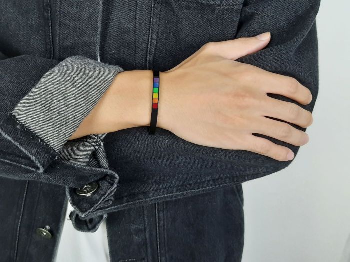 Wholesale Stainless Steel Enamel Rainbow Cuff Bracelet
