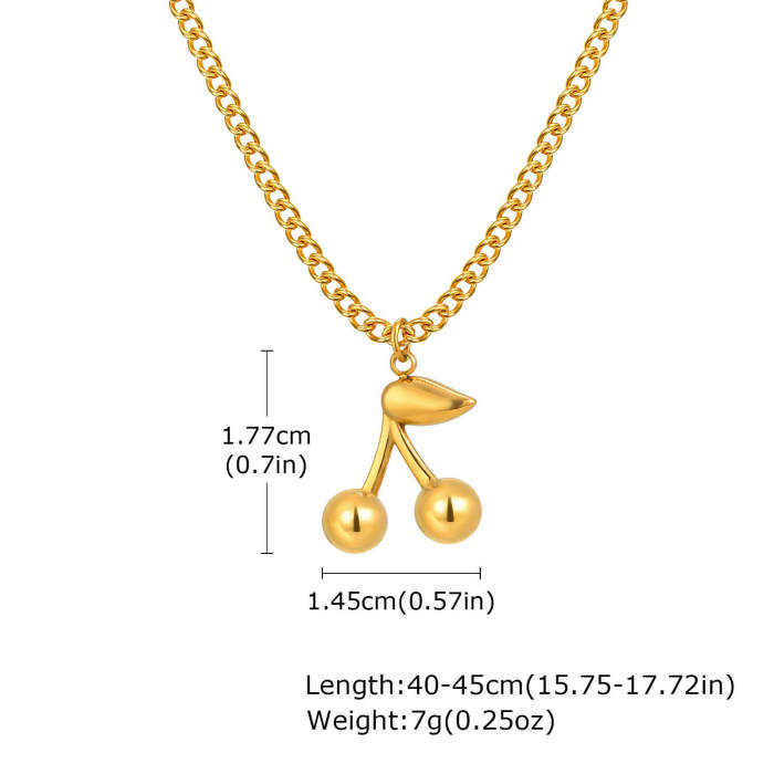 Wholesale Stainless Steel Cherry Necklace