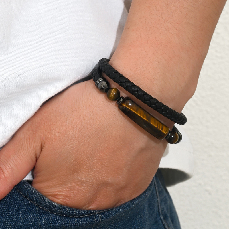 Wholesale Men's Double Layer Leather Bracelet