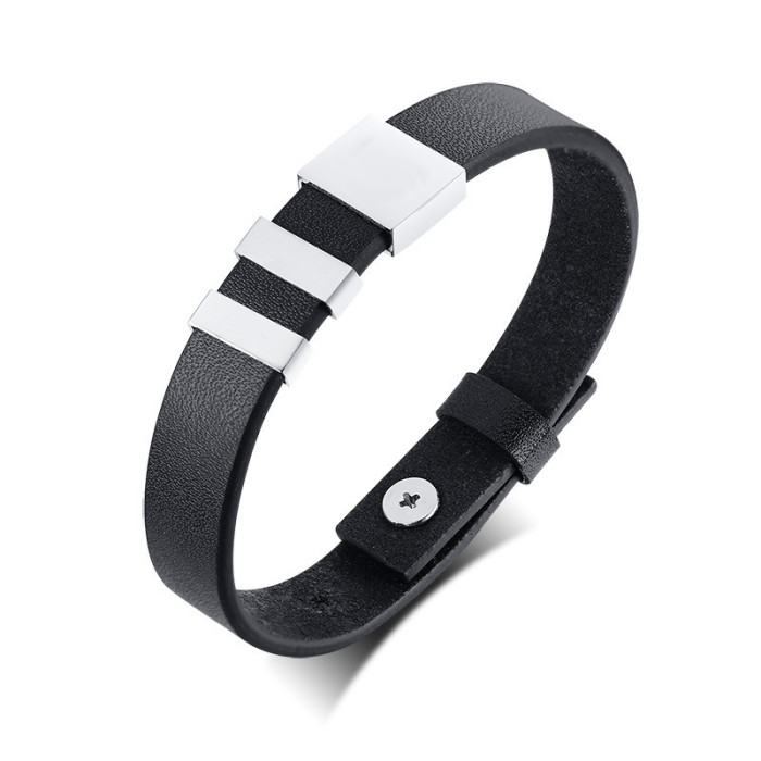 Wholesale Personalized Genuine Black Leather Bracelet