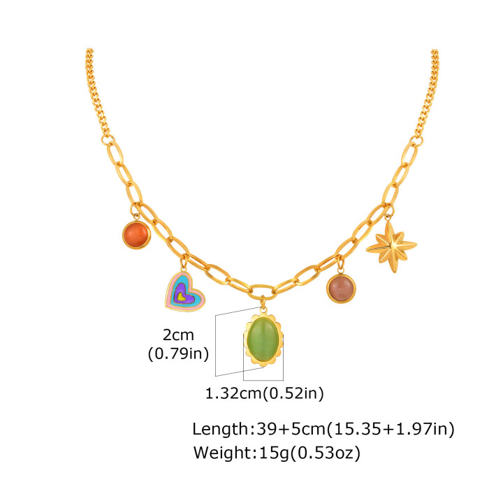 Wholesale Stainless Steel Cat's Eye Stone Necklace