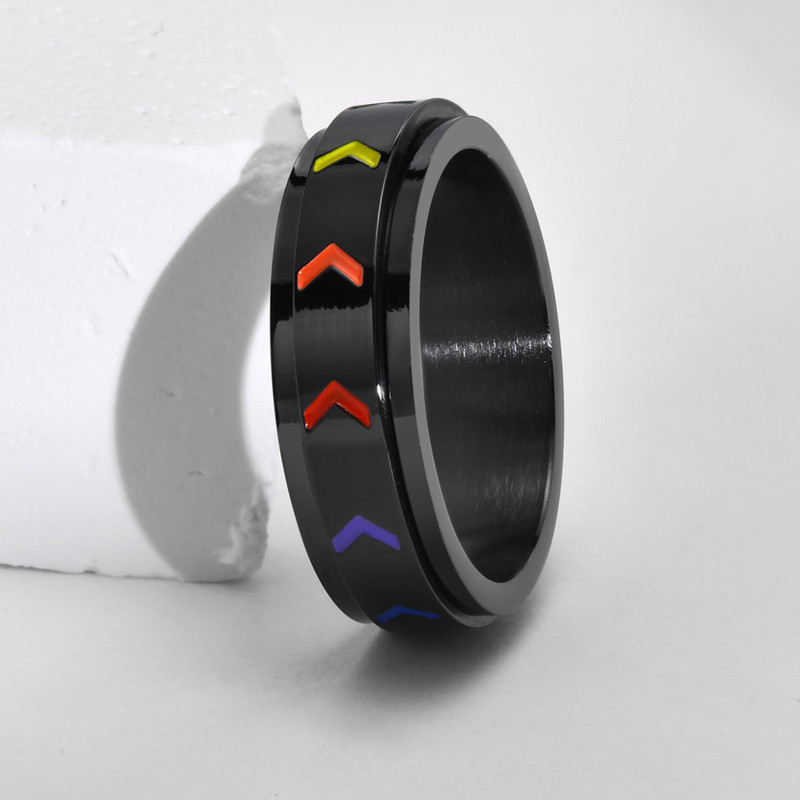 Wholesale Stainless Steel Rainbow Spinner Ring