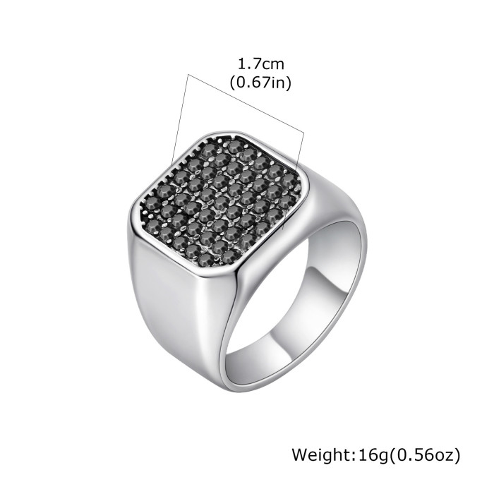 Wholesale Stainless Steel Men's Black Pavé Ring