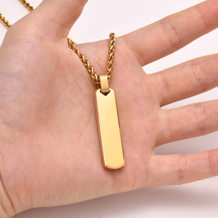 Wholesale Stainless Steel Personalized Mens Bar Necklace
