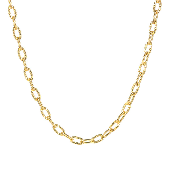 Wholeasle Stainless Steel Hammered Link Chain Necklace
