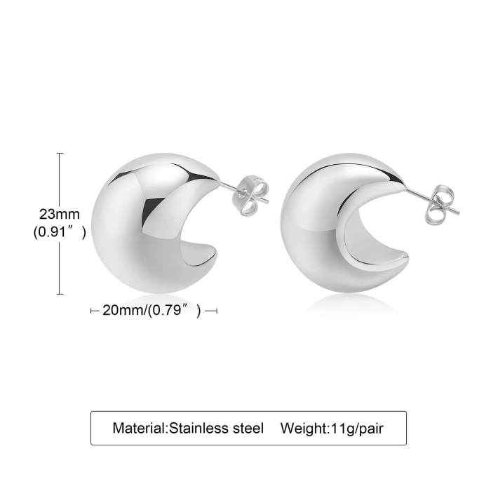 Wholesale Stainless Steel Hollow Crescent Moon Earrings