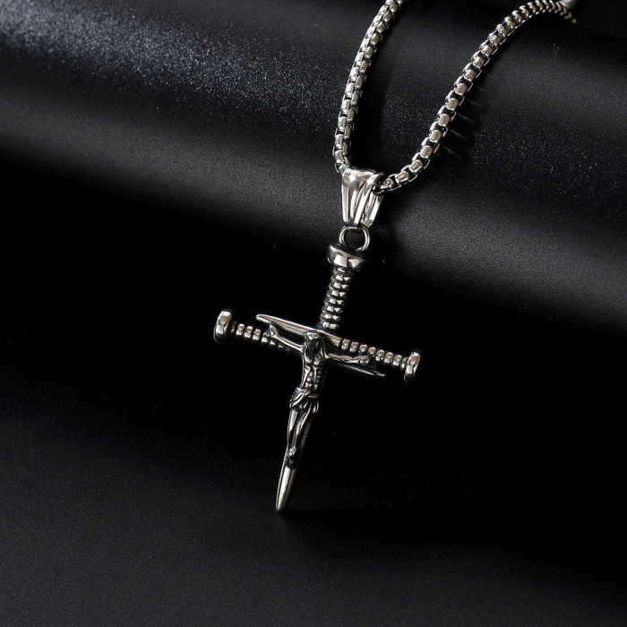 Wholesale Men's Stainless Steel Nail Cross Pendant