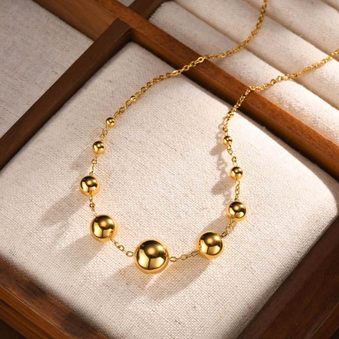 Wholesale Stainless Steel Balls Gold Necklace