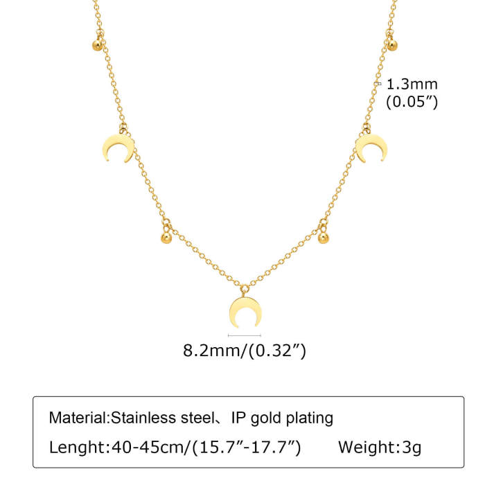 Wholesale Stainess Steel Love Moon Clover Lightning Cross Embellished Necklace