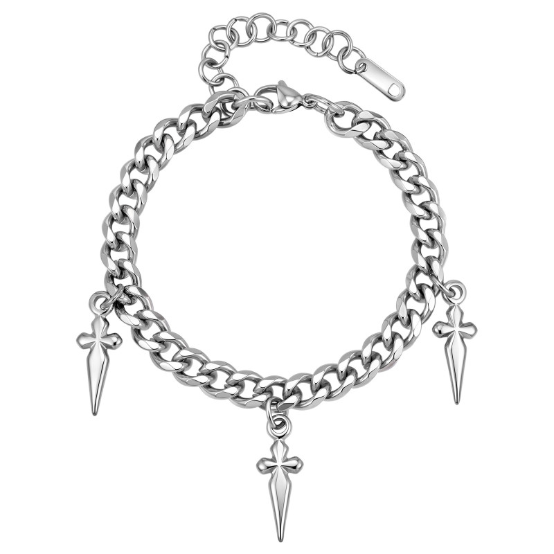 Wholesale Stainless Steel Cuban Link Charm Bracelet