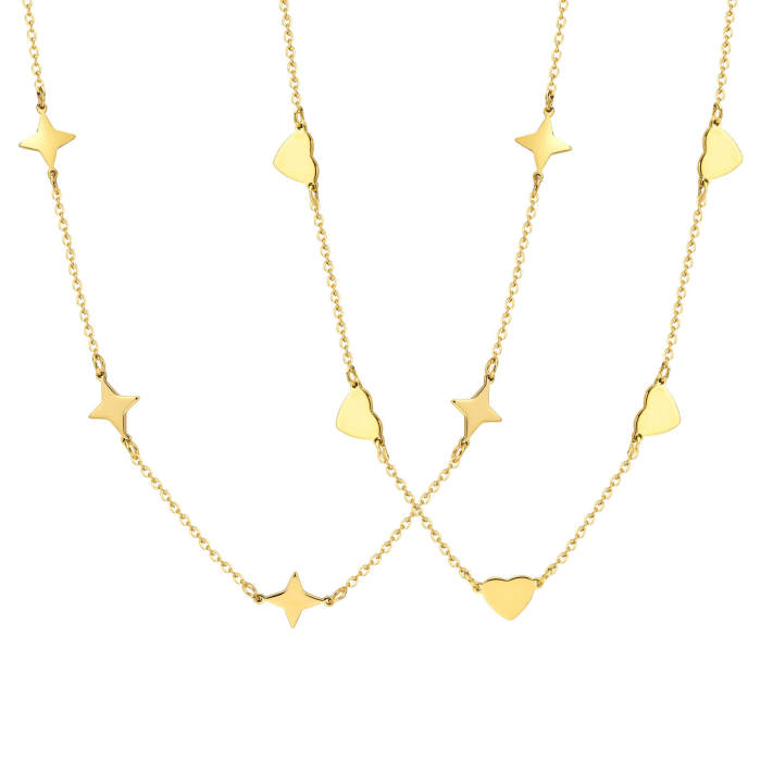 Wholesale Stainless Steel Heart Embellished Chain Necklace