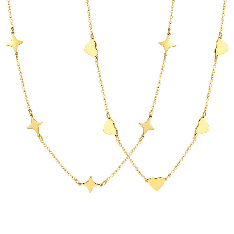 Wholesale Stainless Steel Heart Embellished Chain Necklace