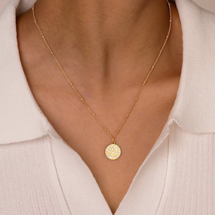 Wholesale Stainless Steel Gold Coin Coral Necklace