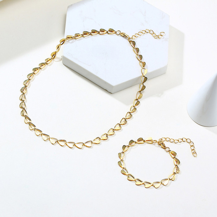 Wholesale Stainless Steel Personalised Golden Leaf Chain Bracelet