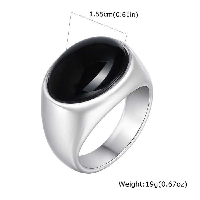 Wholesale Stainless Steel Natural Stone Oval Ring