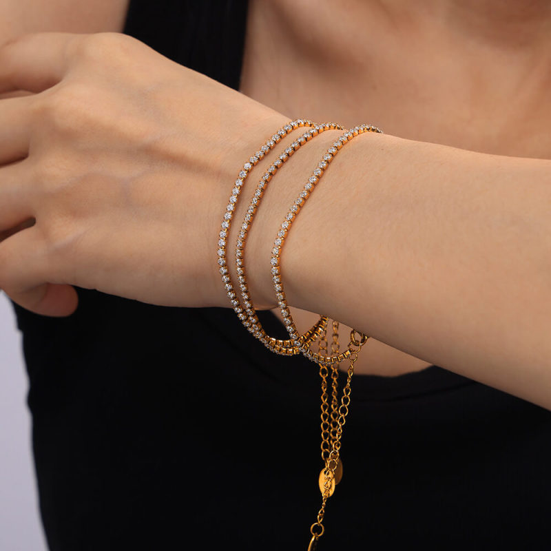 Wholesale Stainless Steel Sparkling 2mm Tennis Bracelet