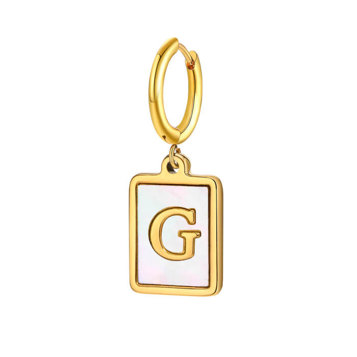 Wholesale Stainless Steel Initial Shell Huggie Hoop Earring