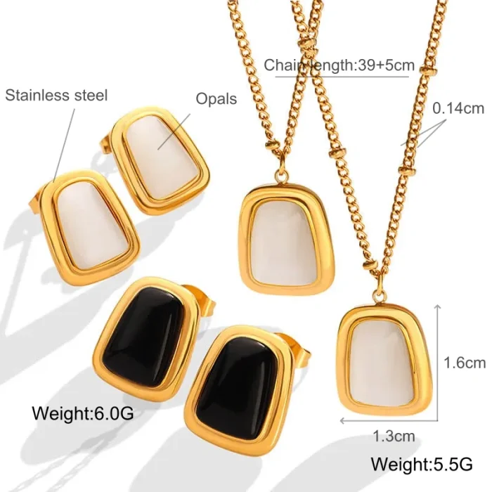 Wholesale Steel Cat's Eye Necklace Earrings Set