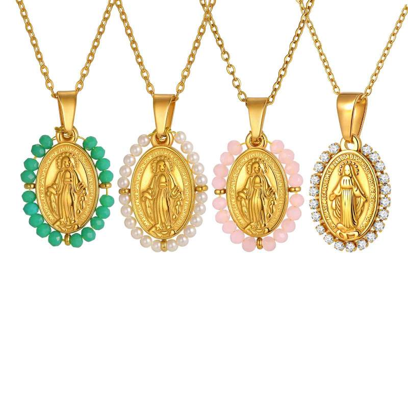 Wholesale Stainless Steel Zirconia Madonna Pendant